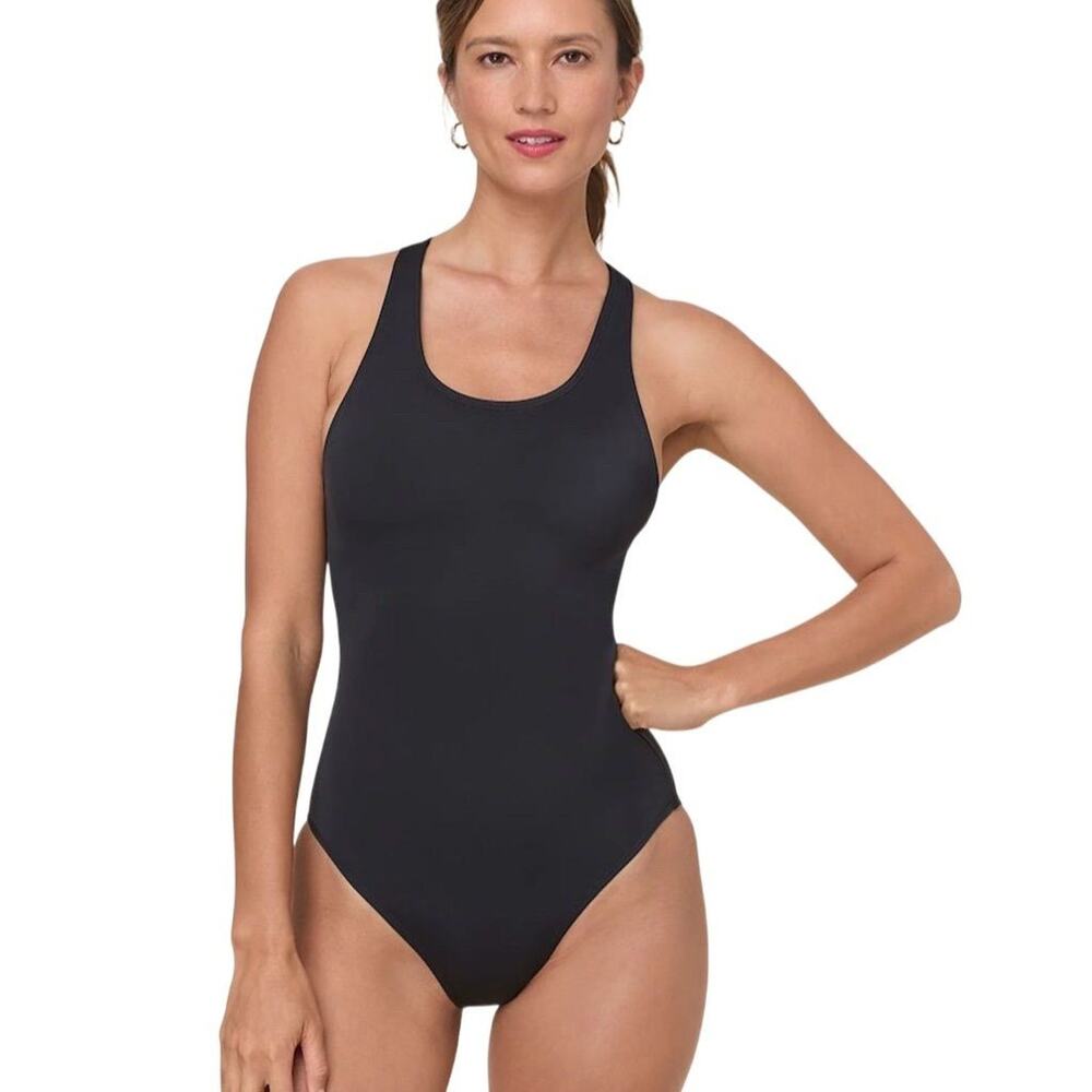 NWT Andie Swim Women's The Tulum Cheeky Swimsuit Black Smooth Padded Small 2433